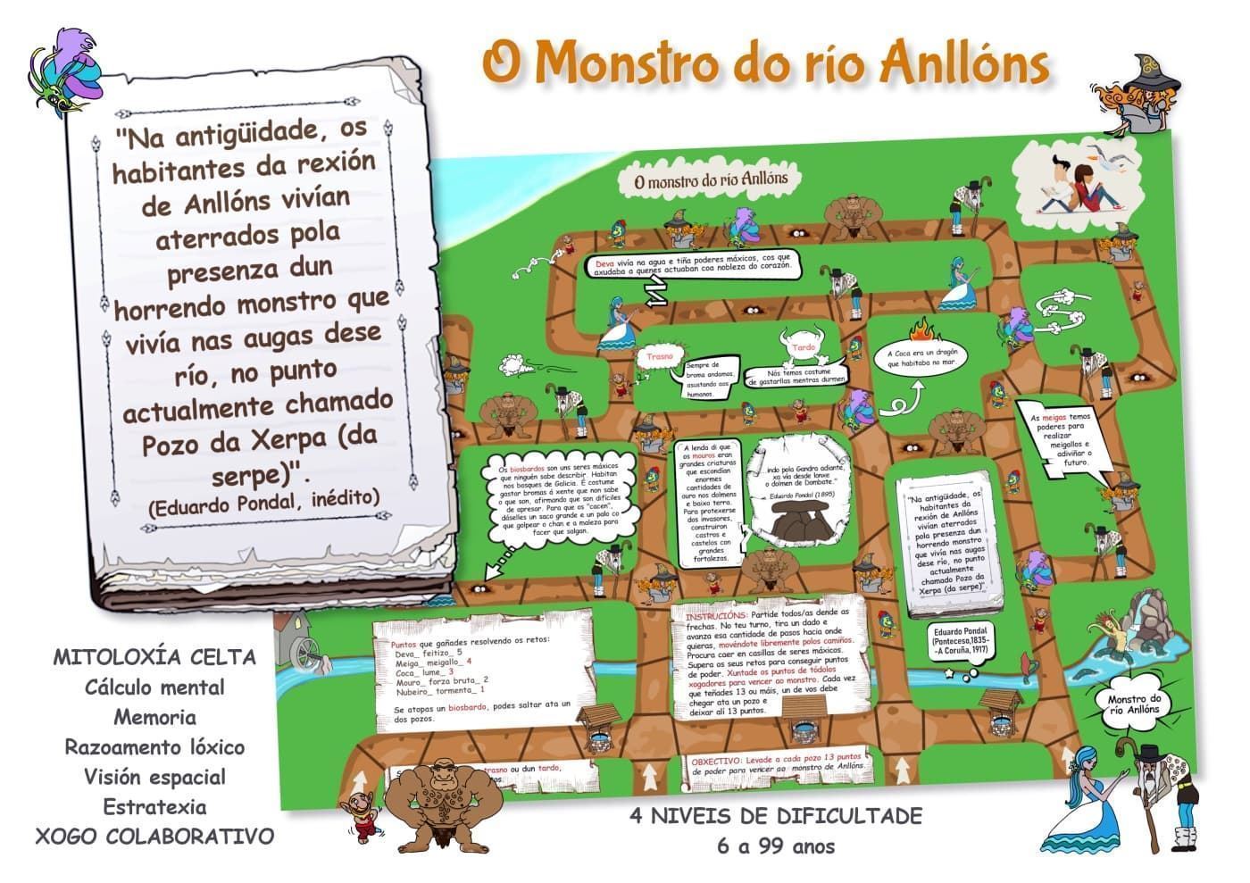 O MONSTRUO DO RÍO ANLLÓNS. Juego de mesa de la mitología gallega - Imagen 1